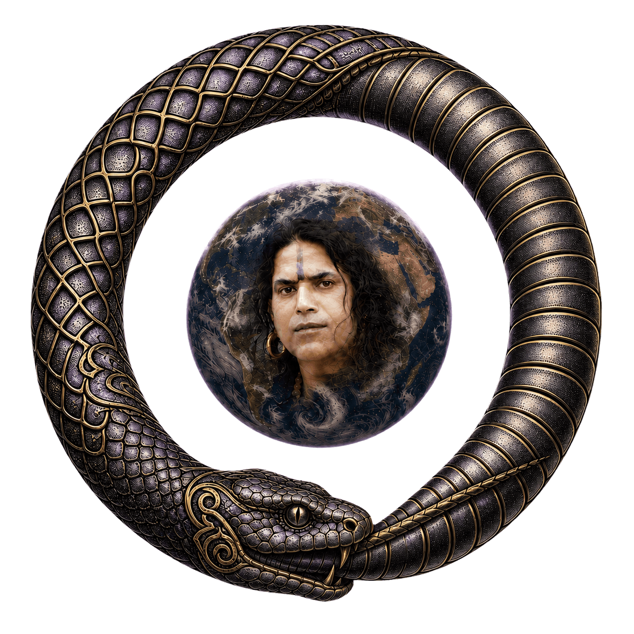 Ouroboros encircling Earth and Guruji Sri Shailendra Sharma